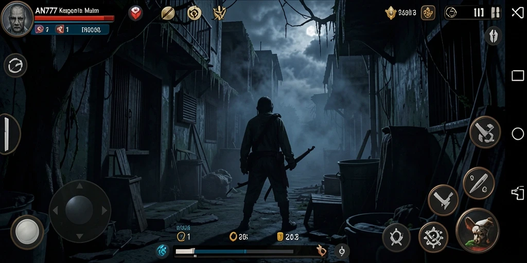 Screenshot AN777 menampilkan suasana seram dan gameplay mendebarkan.