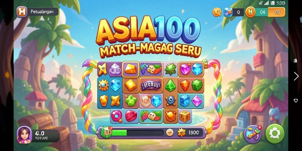 Tampilan menarik dalam gameplay <strong>ASIA100</strong> saat mencocokkan elemen.