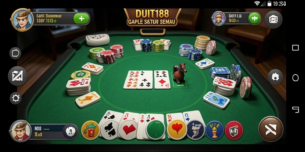 Gameplay seru Gaple di DUIT188 dengan teman-teman.