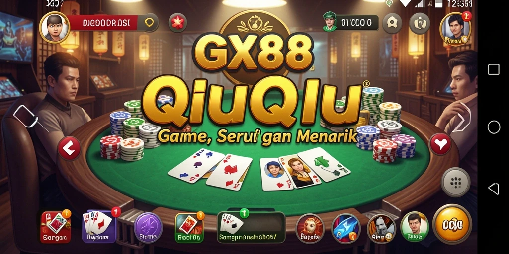 Tampilan gameplay seru dalam GX88 dengan kartu QiuQiu yang menegangkan.