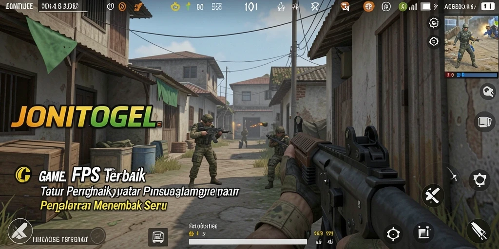 Tampilan screenshot JONITOGEL menampilkan aksi seru dalam game FPS.