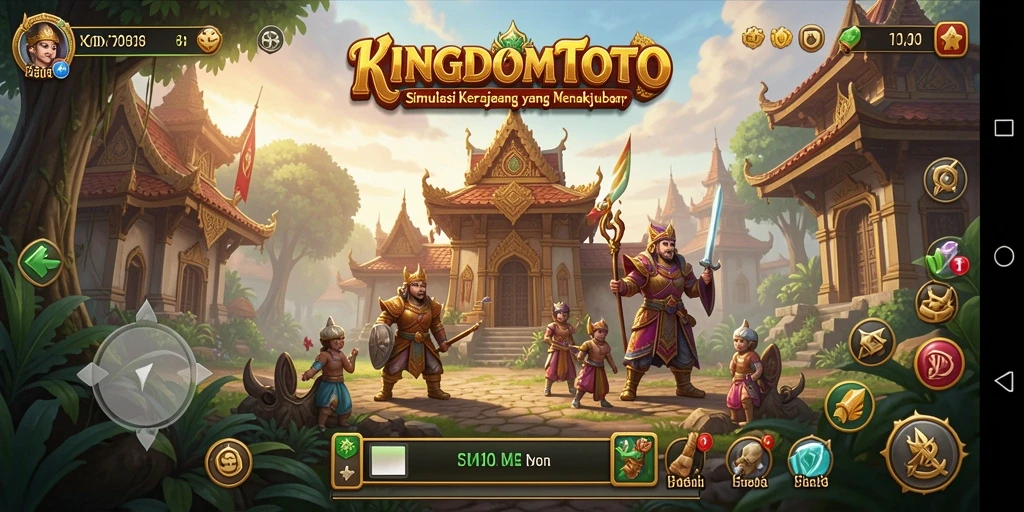 Tampilan gameplay menakjubkan dari KINGDOMTOTO yang menggambarkan simulasi kerajaan.