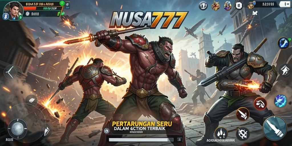 Screenshot NUSA777 menampilkan aksi pertempuran yang mendebarkan di arena.
