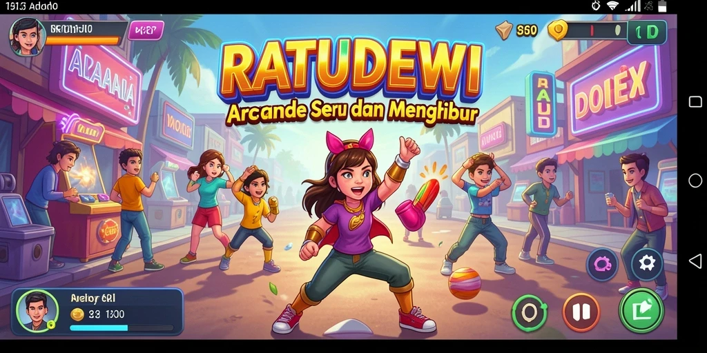 Tampilan gameplay menarik dari RATUDEWI yang penuh warna.