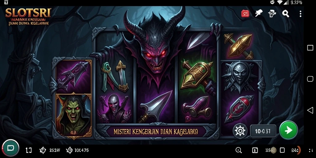 Tampilan menegangkan gameplay SLOTSRI dengan aroma kengerian yang kental.