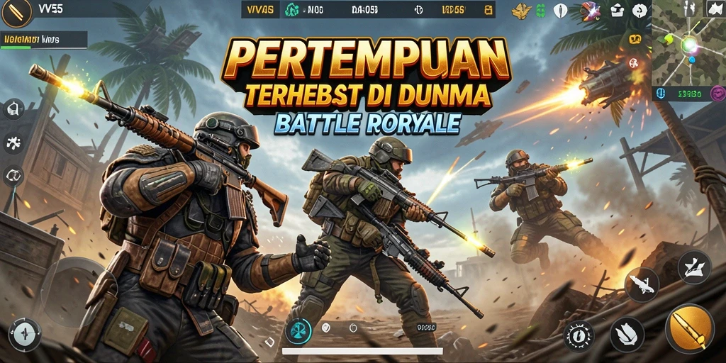 Gameplay seru dalam pertempuran Battle Royale VV55.